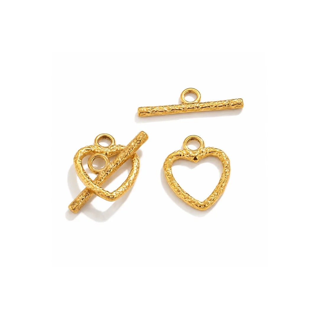 Stainless Steel | Gold Plated Heart Shaped OT Toggle Clasp | 17 mm (H) x 14mm (W)