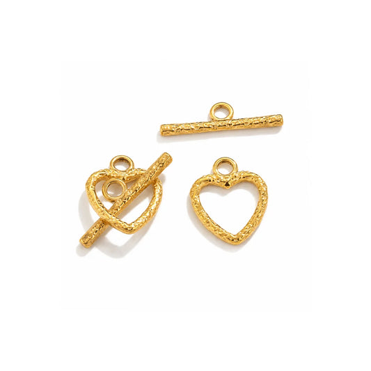 Stainless Steel | Gold Plated Heart Shaped OT Toggle Clasp | 17 mm (H) x 14mm (W)