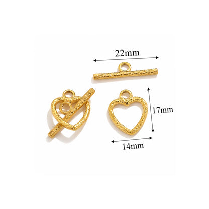 Stainless Steel | Gold Plated Heart Shaped OT Toggle Clasp | 17 mm (H) x 14mm (W)