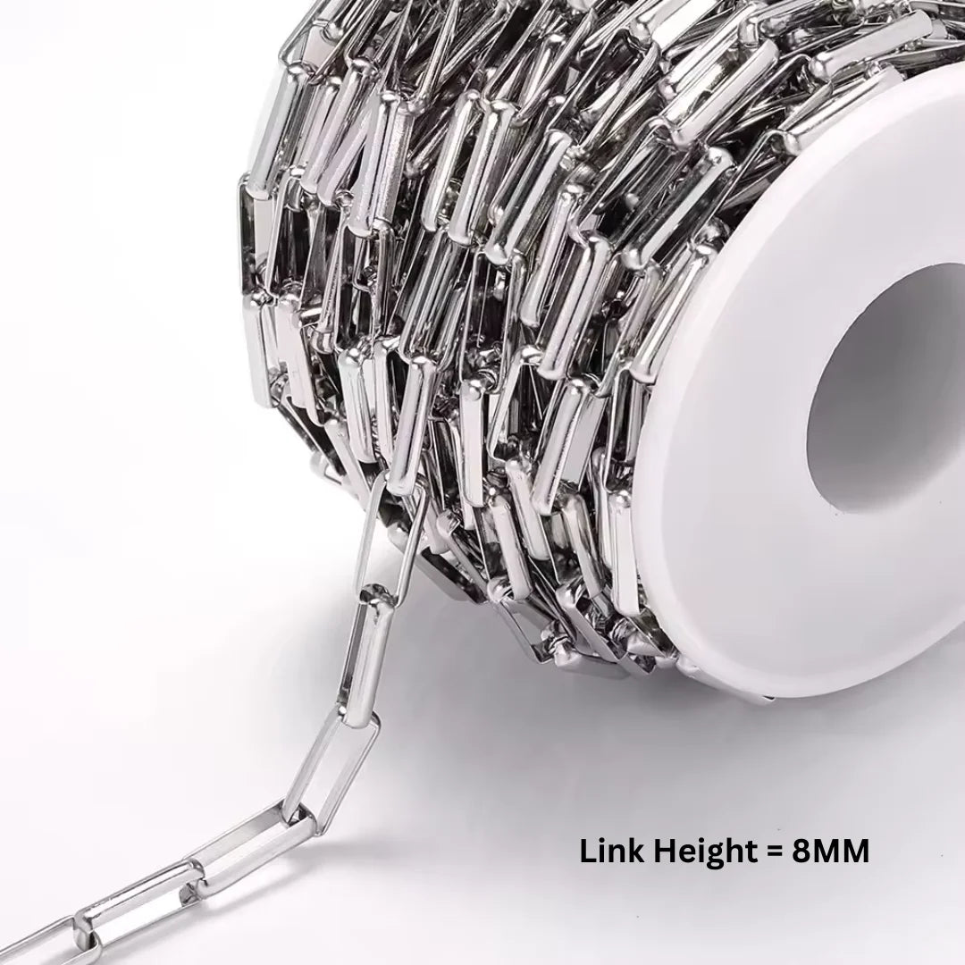 1 Ft of Stainless Steel Chain | Silver | Link Chain | 8mm Link Height