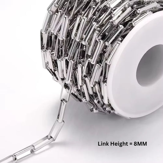 1 Ft of Stainless Steel Chain | Silver | Link Chain | 8mm Link Height
