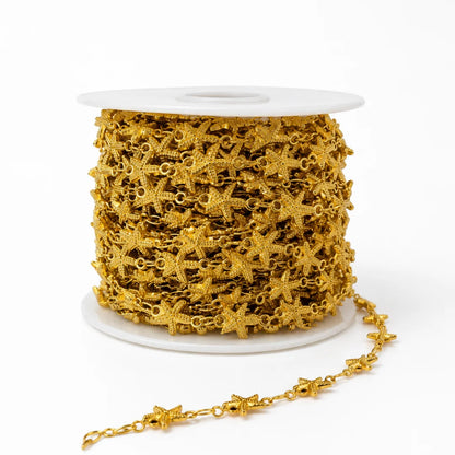 1 Ft Stainless Steel | 18K Gold Plated Starfish Connected Chain