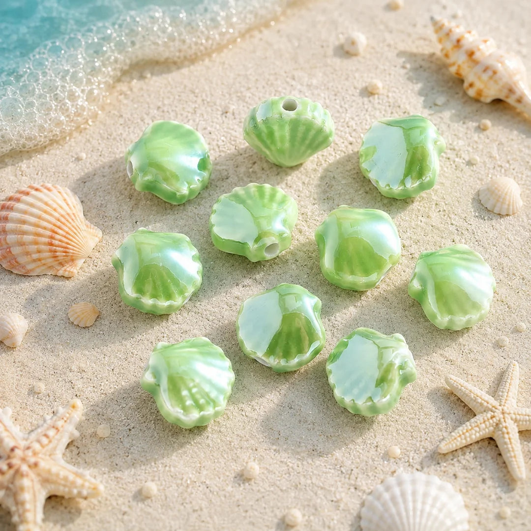 Multicolor Ceramic Shell Beads
