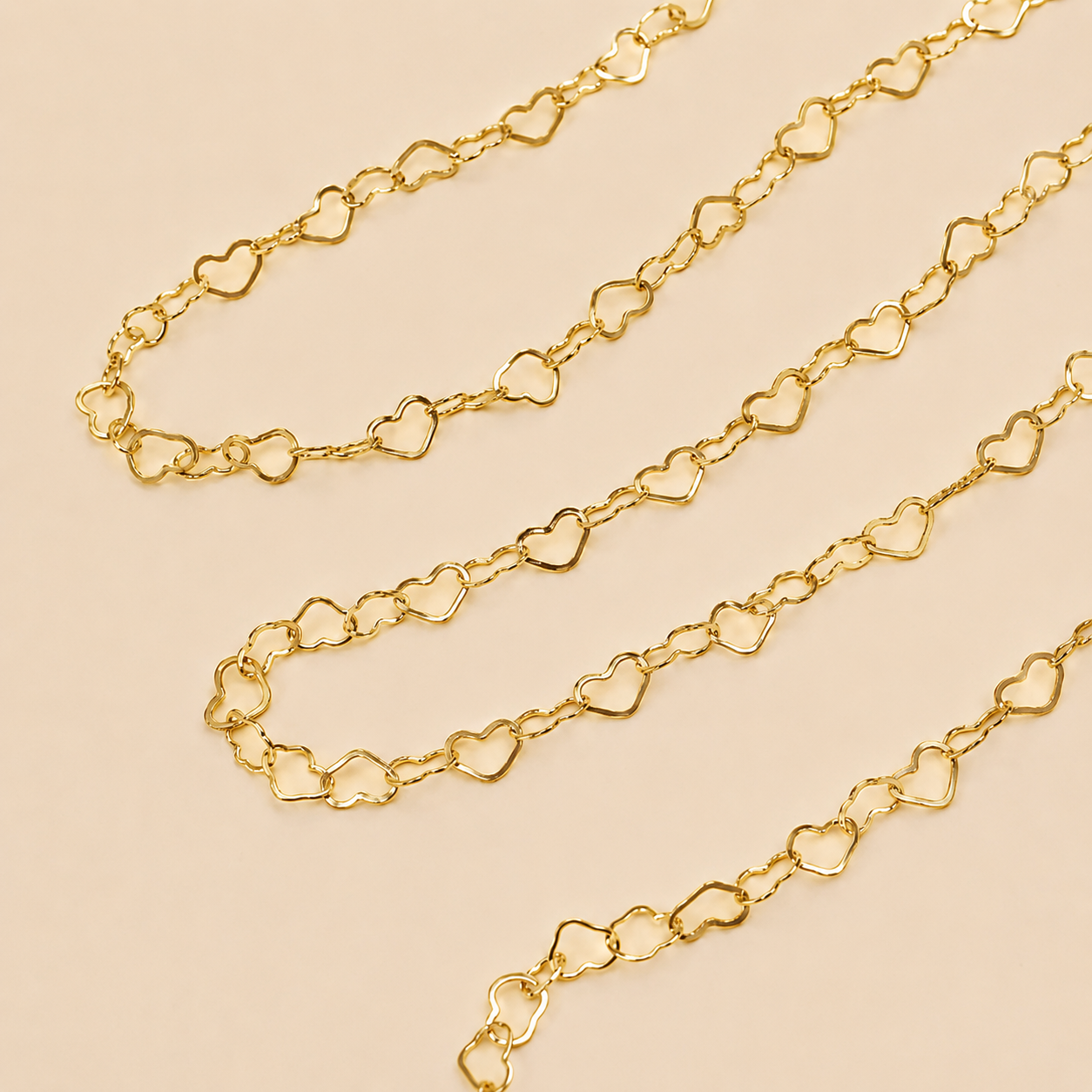 1 Ft of 18K Stainless Steel PVD Plated | Heart Chain