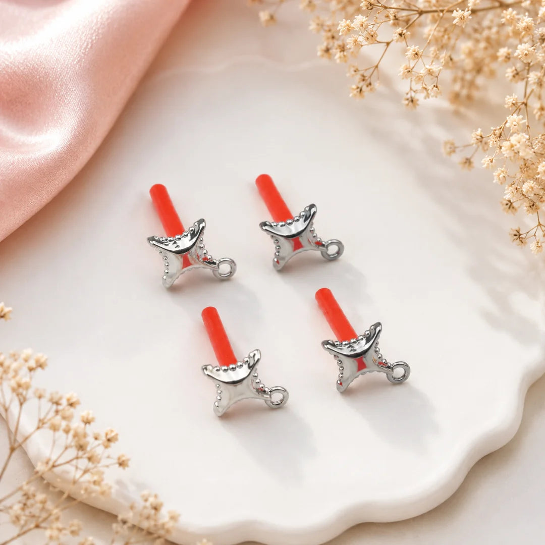 Simple Cross Star Earrings - Pair Of One | 10x13mm