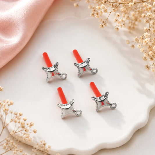 Simple Cross Star Earrings - Pair Of One | 10x13mm