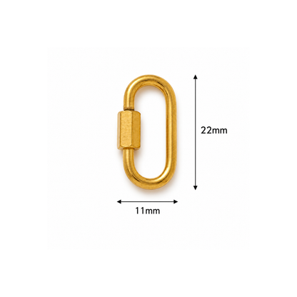 Stainless Steel | Gold Plated Oval Carabiner Clasp | 22mm (H) x 11mm (W)