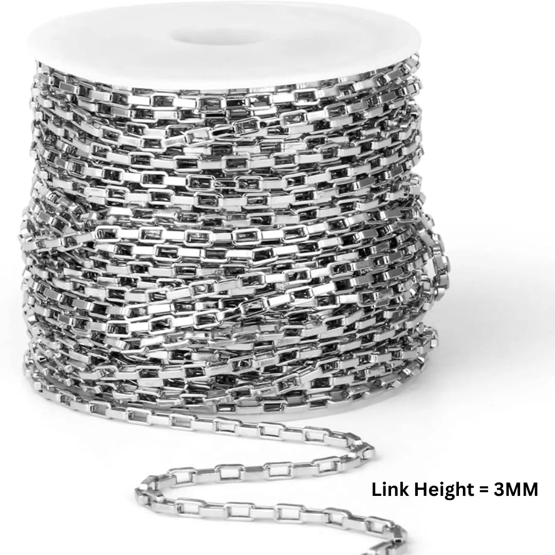 1 Ft of Stainless Steel Chain | Silver | Link Chain | 3mm Link Height