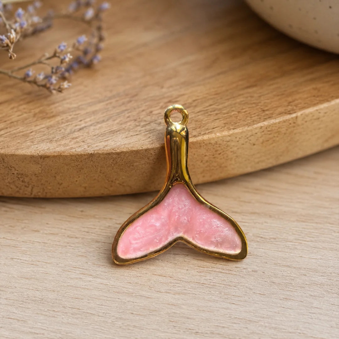 Stainless Steel | Gold Plated Pink Mermaid Tail Charm