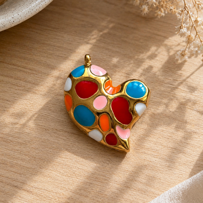 Stainless Steel | Multicolour Heart Enamel Charm