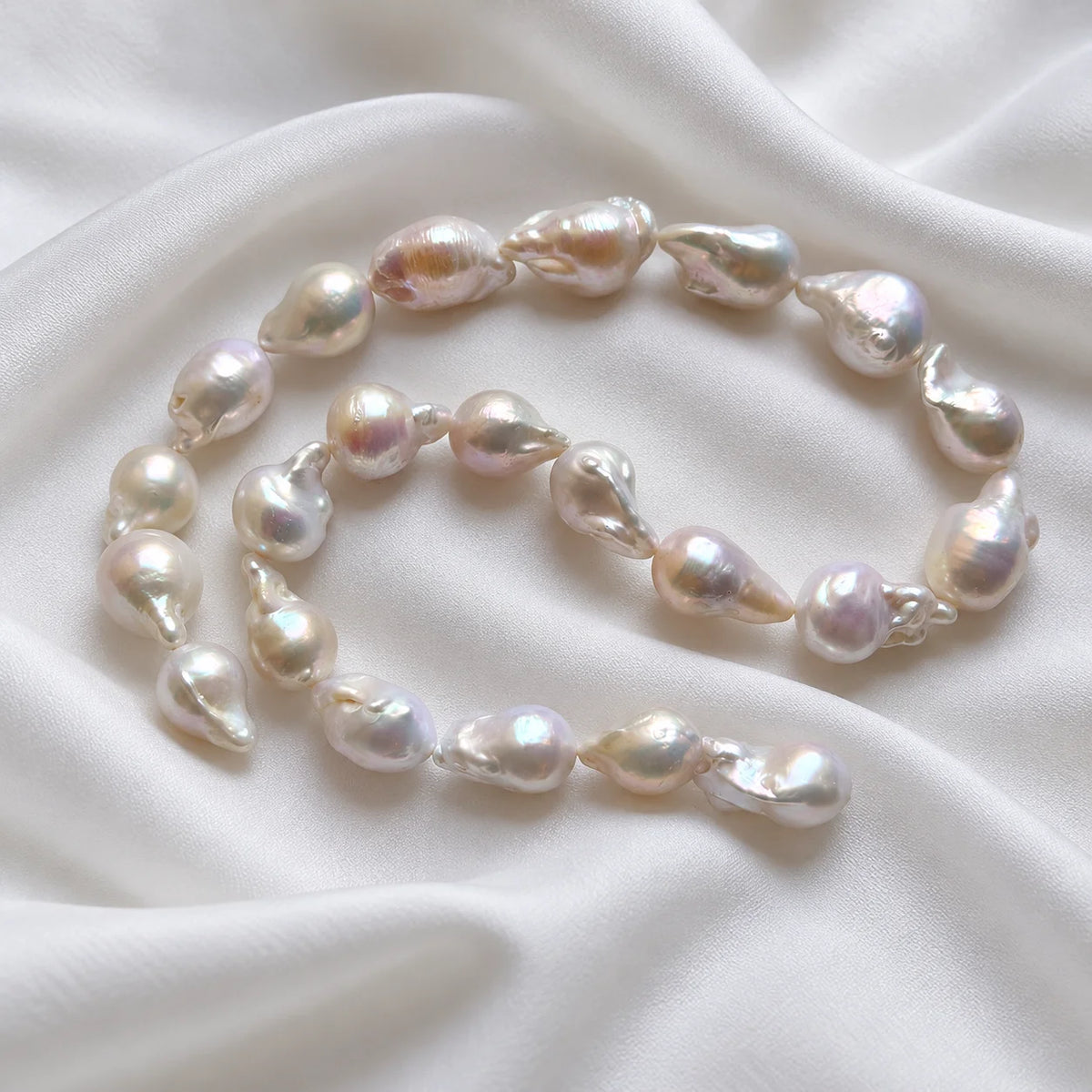 Fresh Water White Color Baroque Shape AA Lustre Pearl | Uneven Size