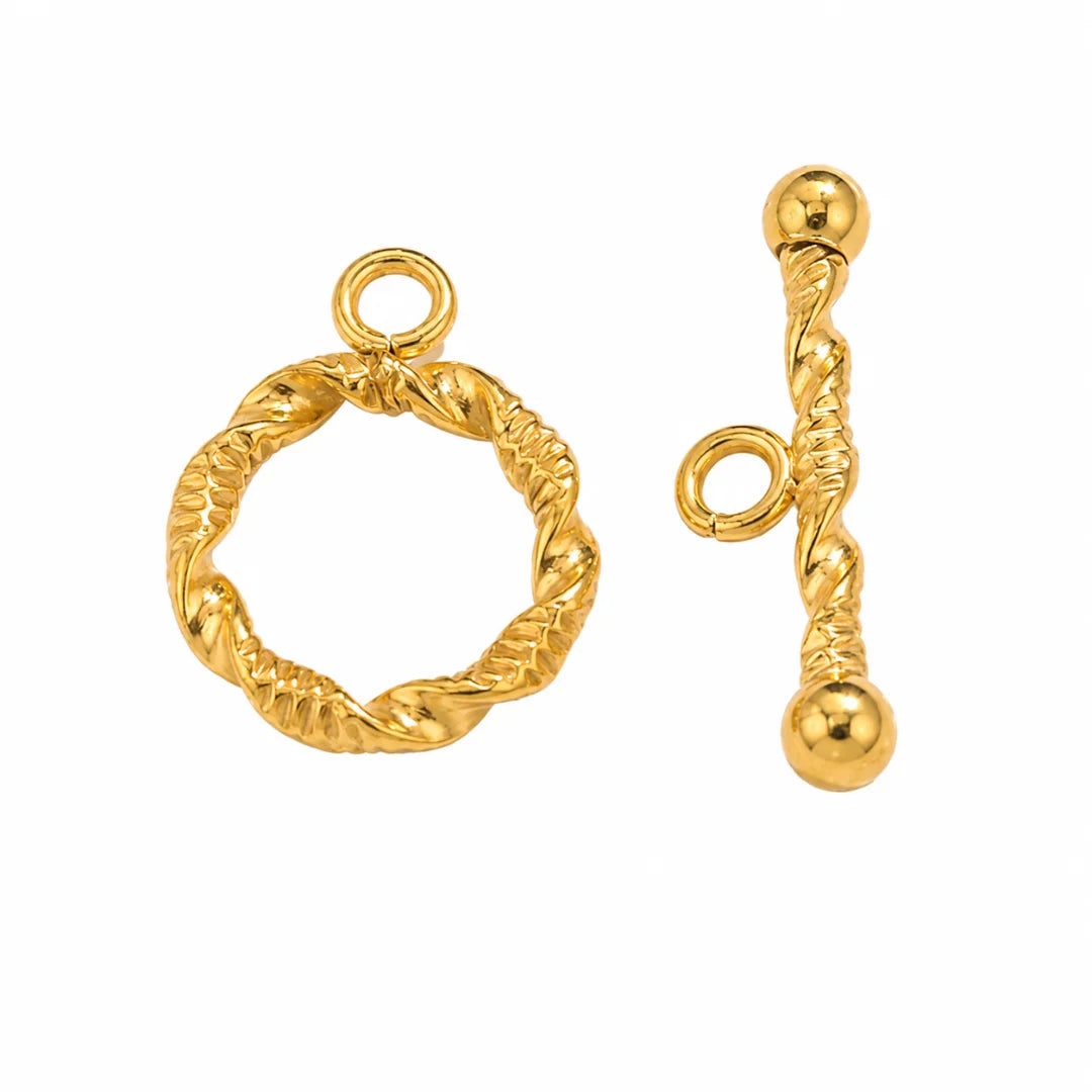 Stainless Steel | Gold Plated Twisted Pattern Toggle Clasp