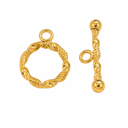 Stainless Steel | Gold Plated Twisted Pattern Toggle Clasp
