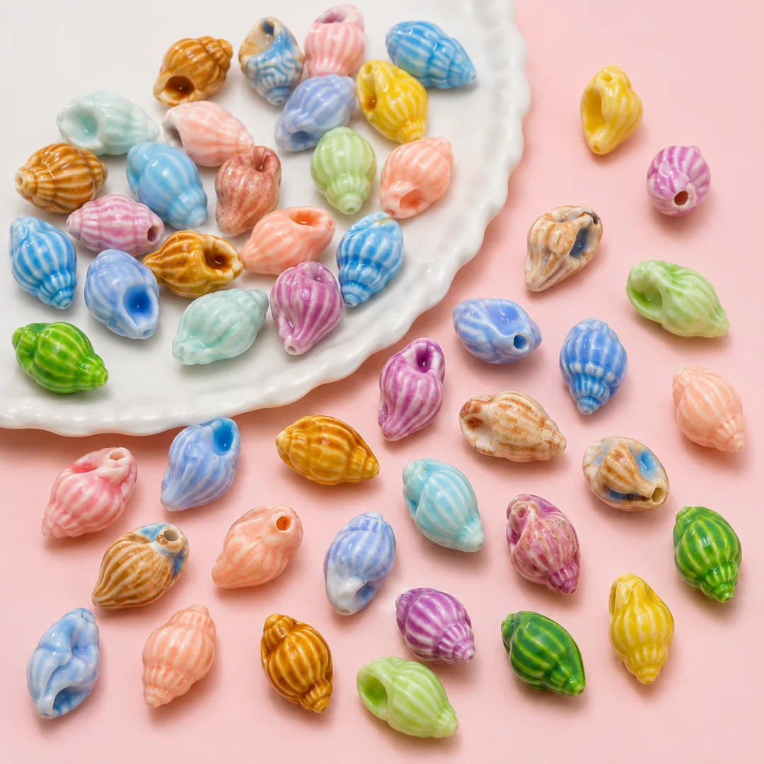 Multicolor Conch Ceramic Shell Beads