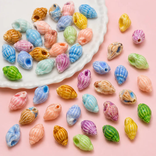 Multicolor Conch Ceramic Shell Beads