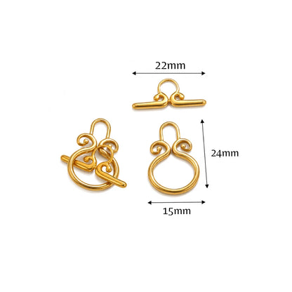 Stainless Steel | Gold Plated Scroll Design Toggle Clasp | 24mm (H) x 15mm (W)