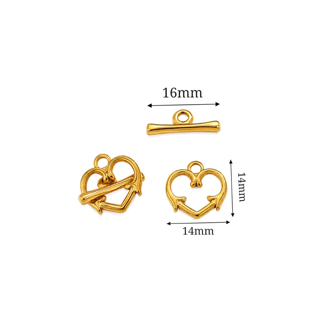 Stainless Steel | Gold Plated Heart Shaped Arrow  OT Toggle Clasps