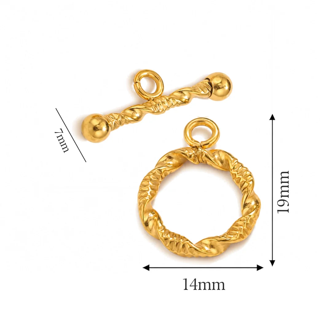 Stainless Steel | Gold Plated Twisted Pattern Toggle Clasp