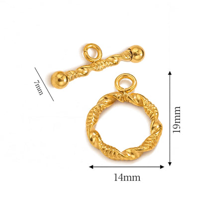 Stainless Steel | Gold Plated Twisted Pattern Toggle Clasp