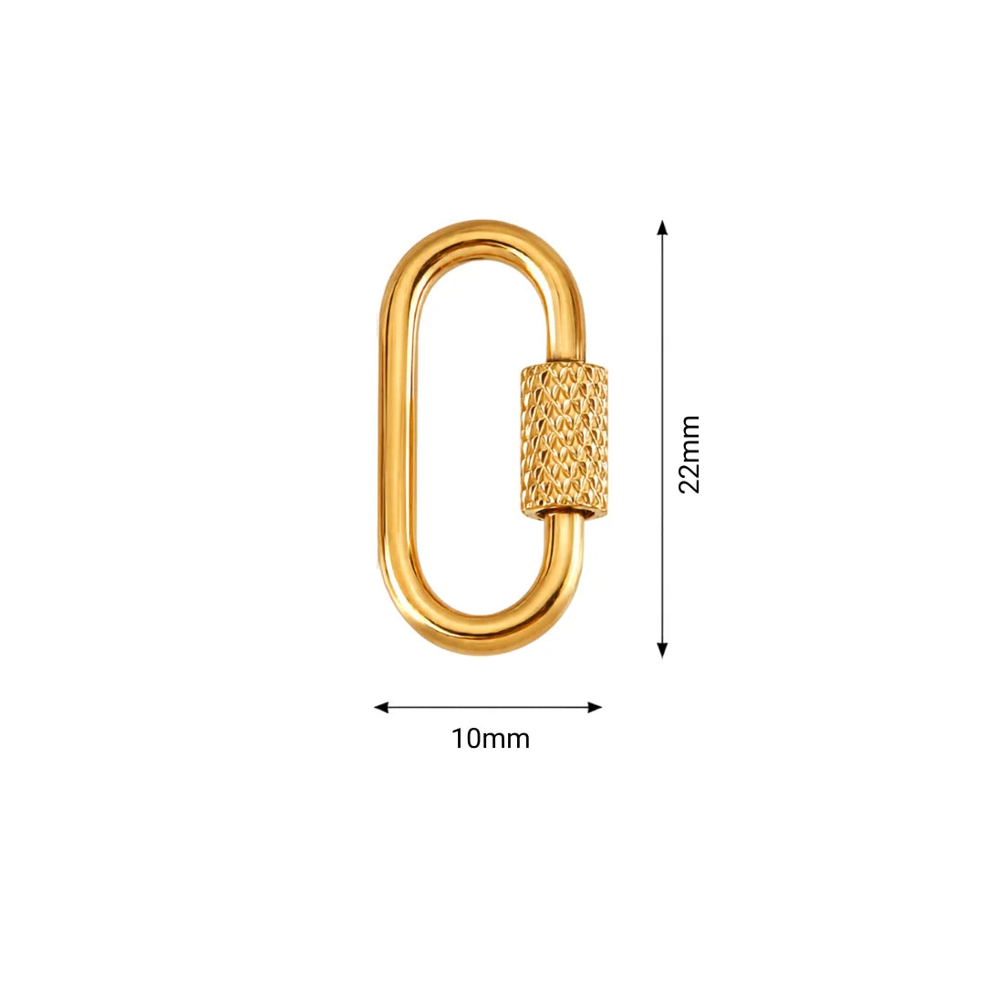 Stainless Steel | Oval Screw Locking Carabiner Clasps | 21 x 10 mm
