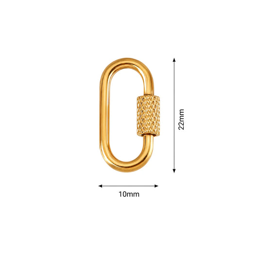 Stainless Steel | Oval Screw Locking Carabiner Clasps | 21 x 10 mm