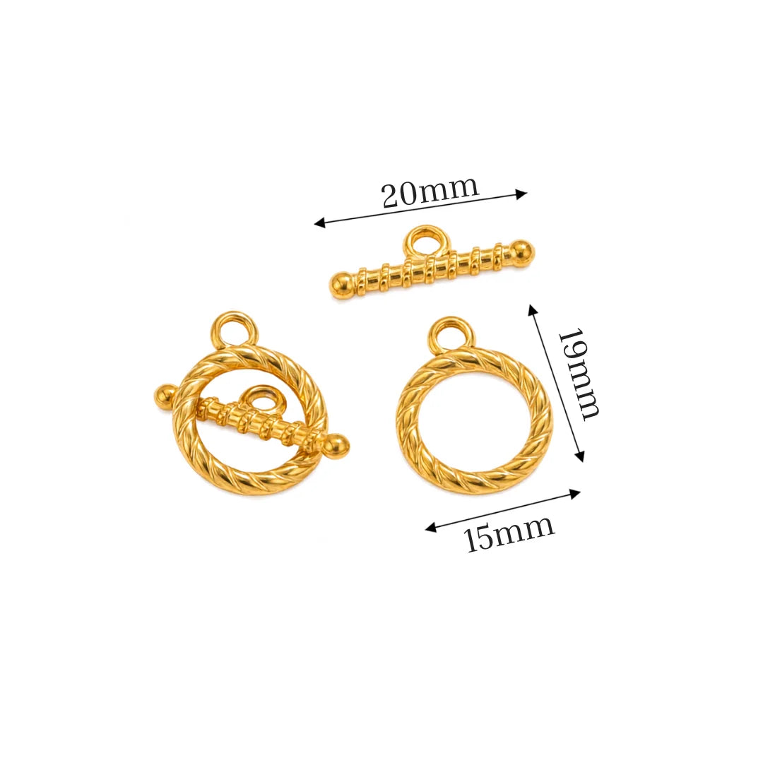 Stainless Steel | Gold Plated Snake Scale OT Toggle Clasps | 1.8 mm (H) x1.5 mm (W)