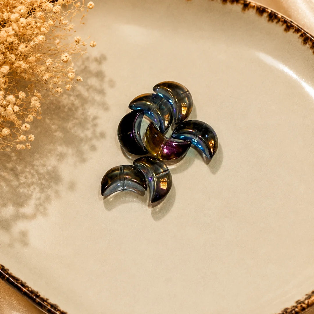 Electroplated AB Moon Glass Beads