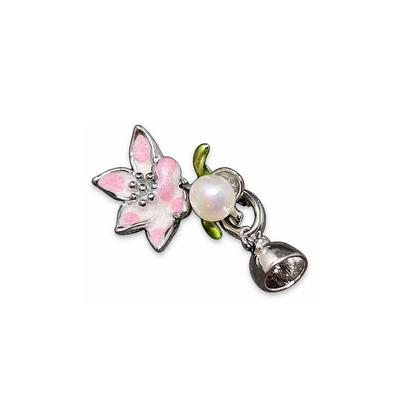 Stainless Steel | 35x19 mm | Baby Pink Lotus and Pearl Charm Style 01