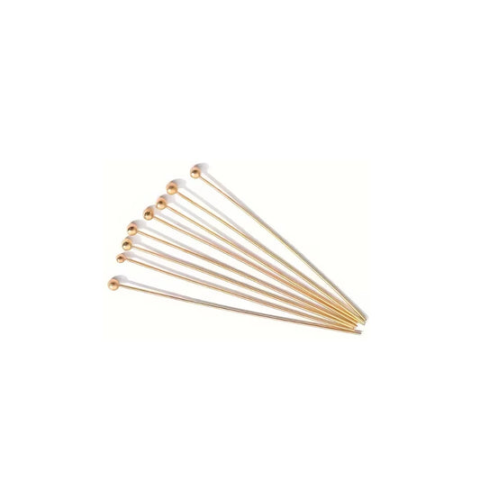 Stainless Steel | 25x1 mm | Gold Plated Ball Head Pins
