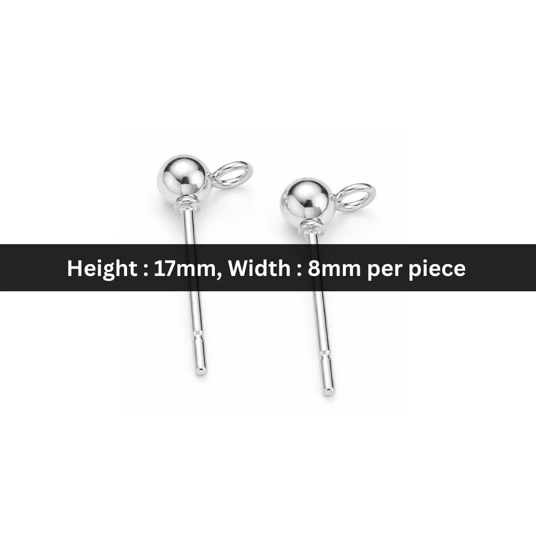 Stainless Steel | 17x8 mm | Pair of Ball Stud Posts | Silver