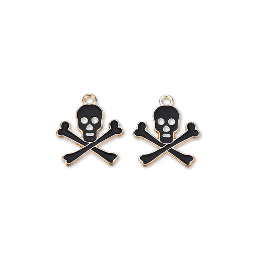20x15 mm | Black Enamel Crossbones Skeleton Charm