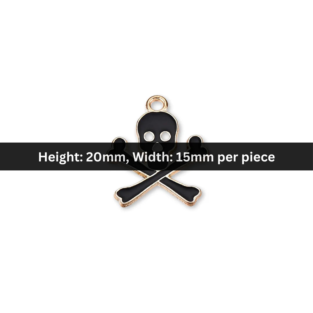 20x15 mm | Black Enamel Crossbones Skeleton Charm