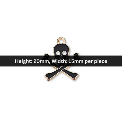 20x15 mm | Black Enamel Crossbones Skeleton Charm