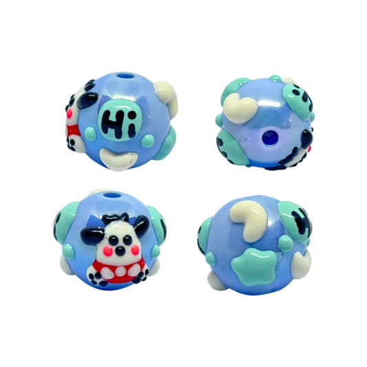 Blue Evil Eye Heart Dot Bead | 15mm