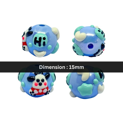 Blue Evil Eye Heart Dot Bead | 15mm