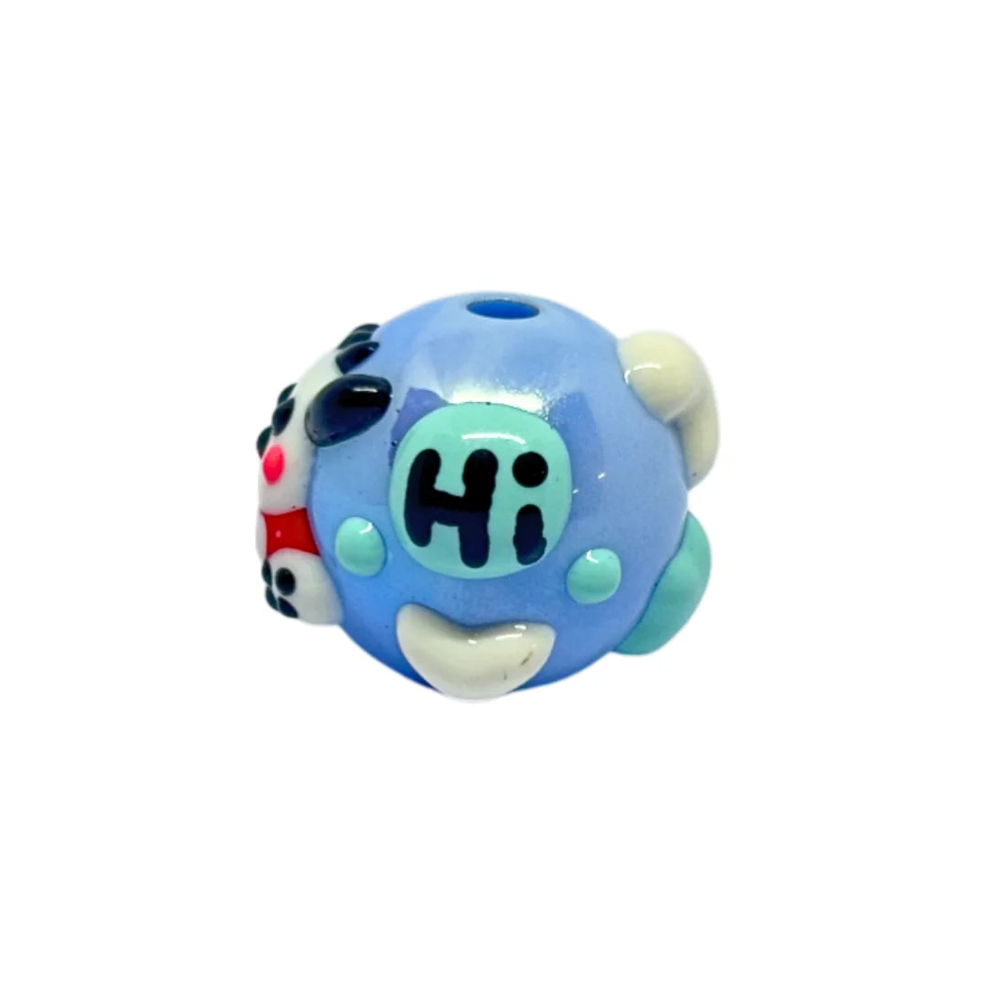 Blue Evil Eye Heart Dot Bead | 15mm