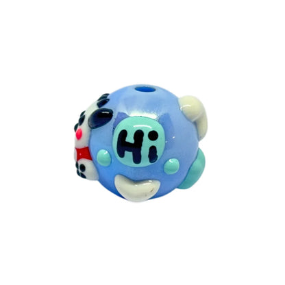 Blue Evil Eye Heart Dot Bead | 15mm
