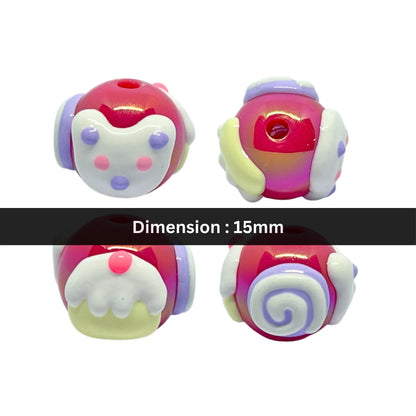 Cake Emoji Round Bead | 15mm