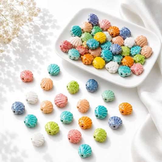 Multicolor Ceramic Shell Beads