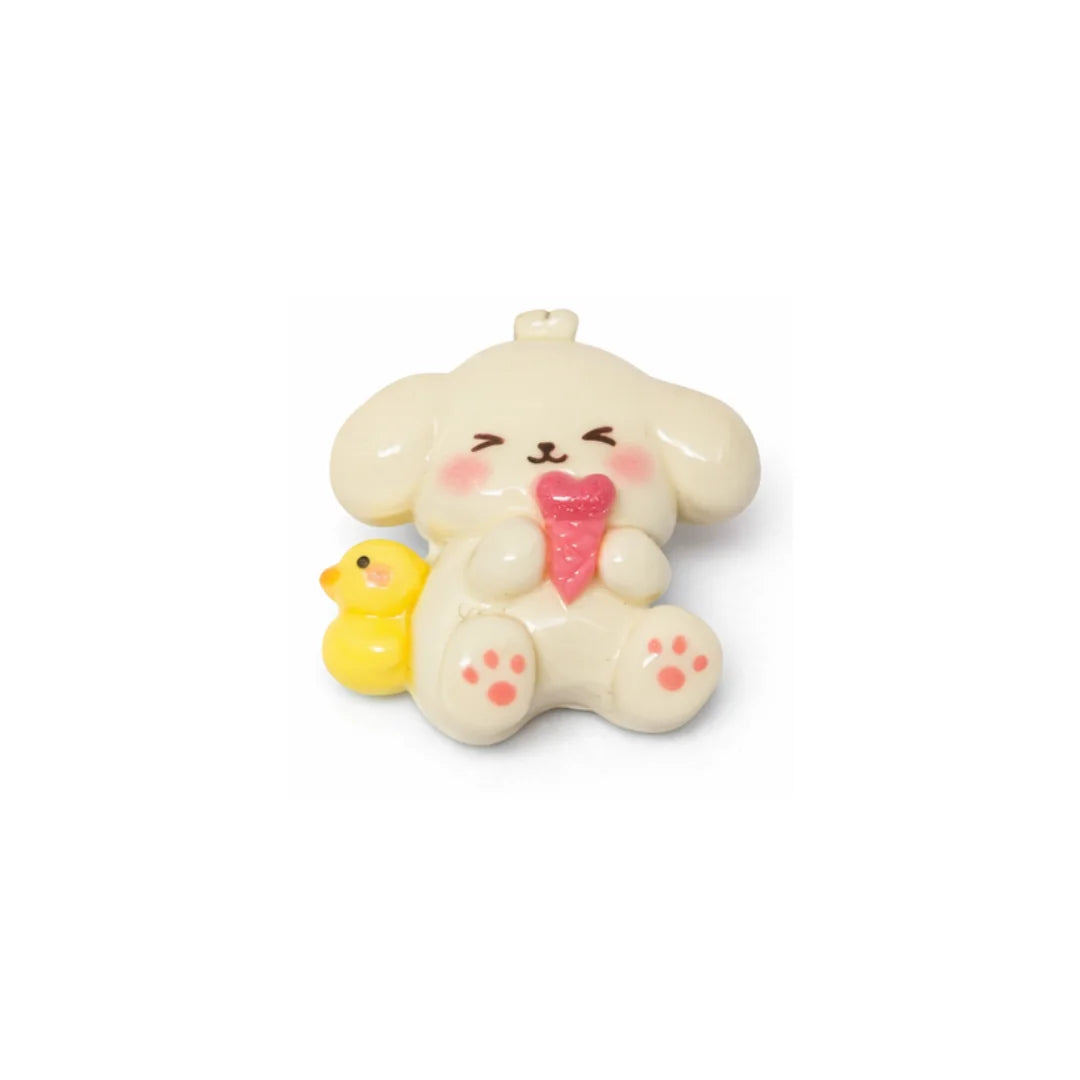 Acrylic | 23x23mm | Cream Puppy Holding Pink Heart