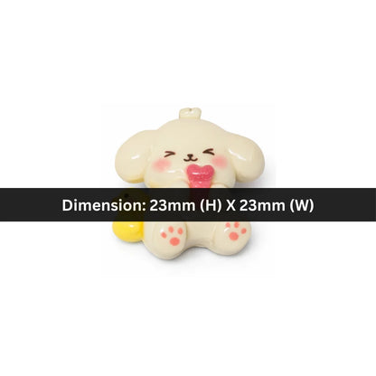 Acrylic | 23x23mm | Cream Puppy Holding Pink Heart