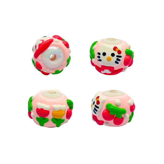 Cute Cat Face Round Bead | 15mm