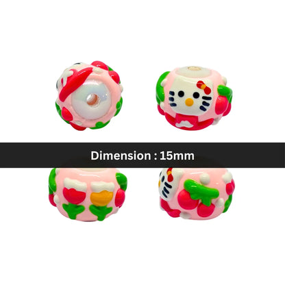 Cute Cat Face Round Bead | 15mm