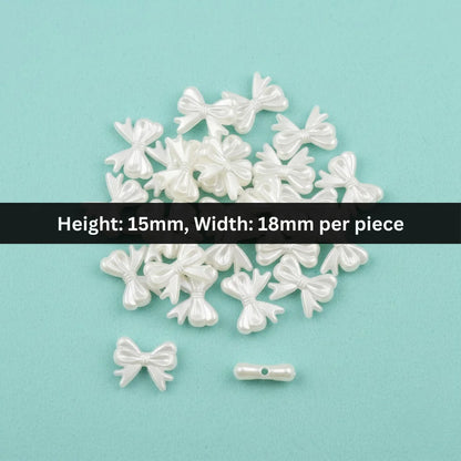 Acrylic | 15x18 mm | Decorative Bow Beads – White Pearl Finish