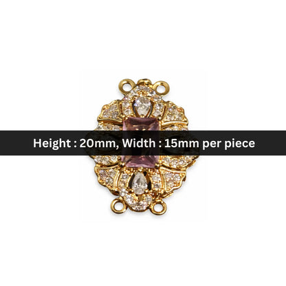 Stainless Steel | 20x15 mm | Emerald Diamond Charm Style - 02
