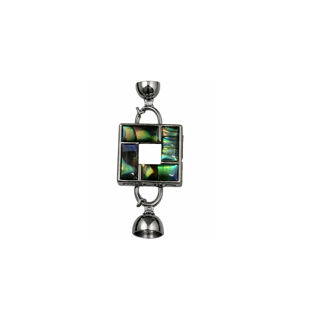Stainless Steel | 40x15 mm | Emerald Square Connector Charm Style - 01
