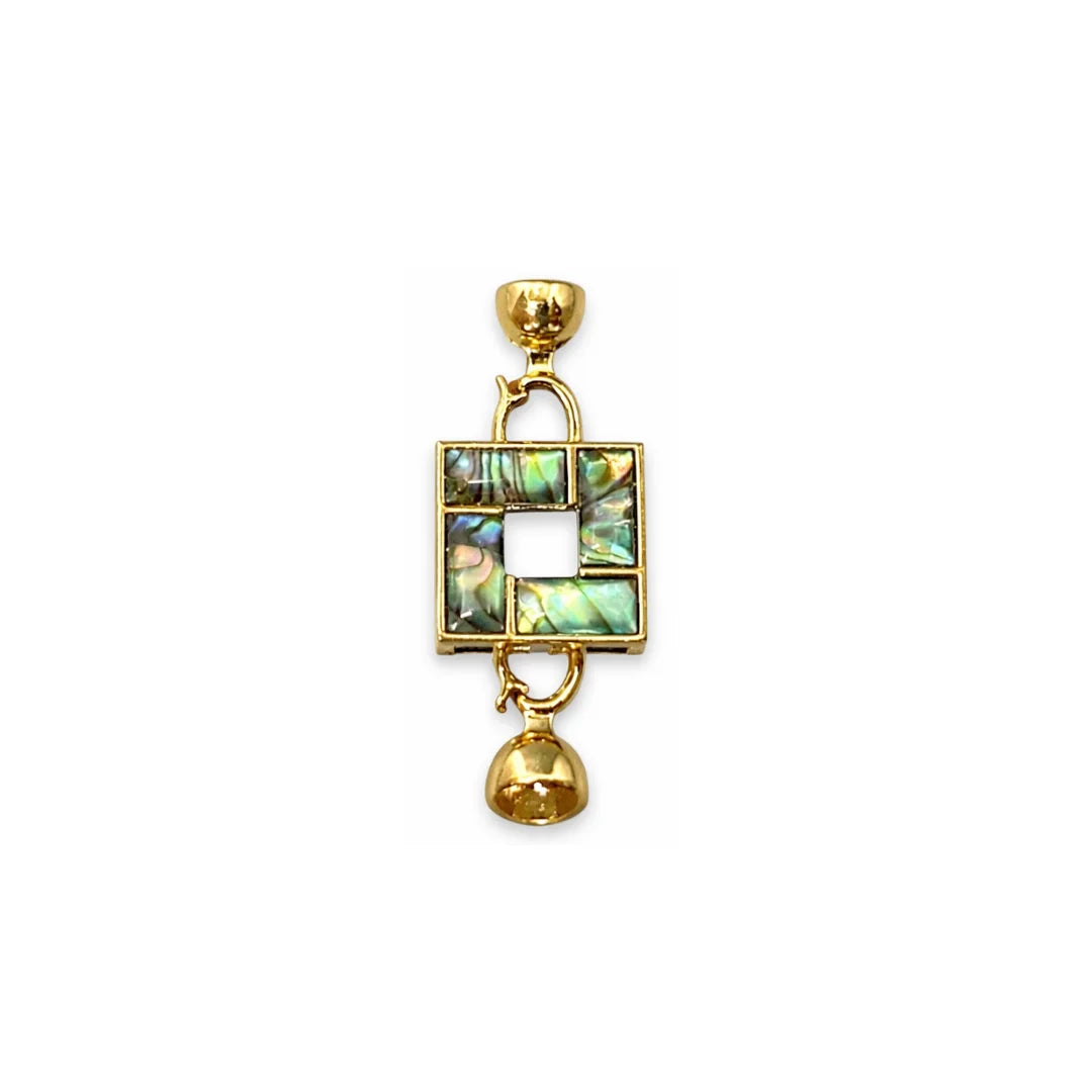 Stainless Steel | 40x15 mm | Emerald Square Connector Charm Style - 02