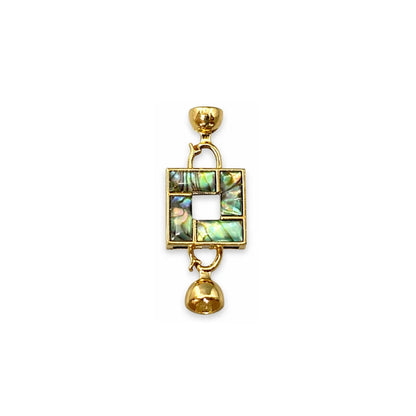 Stainless Steel | 40x15 mm | Emerald Square Connector Charm Style - 02