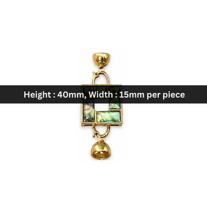 Stainless Steel | 40x15 mm | Emerald Square Connector Charm Style - 02