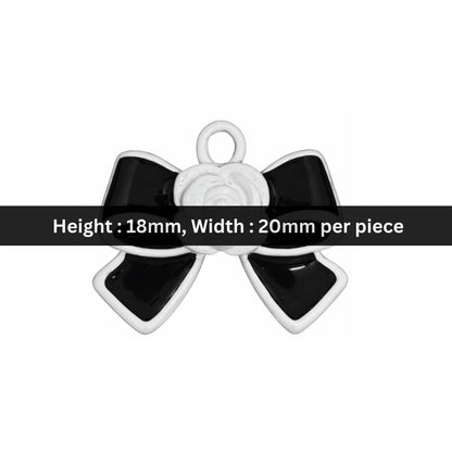 Enamel | 18x20 mm | White Flower Black Bow Charm